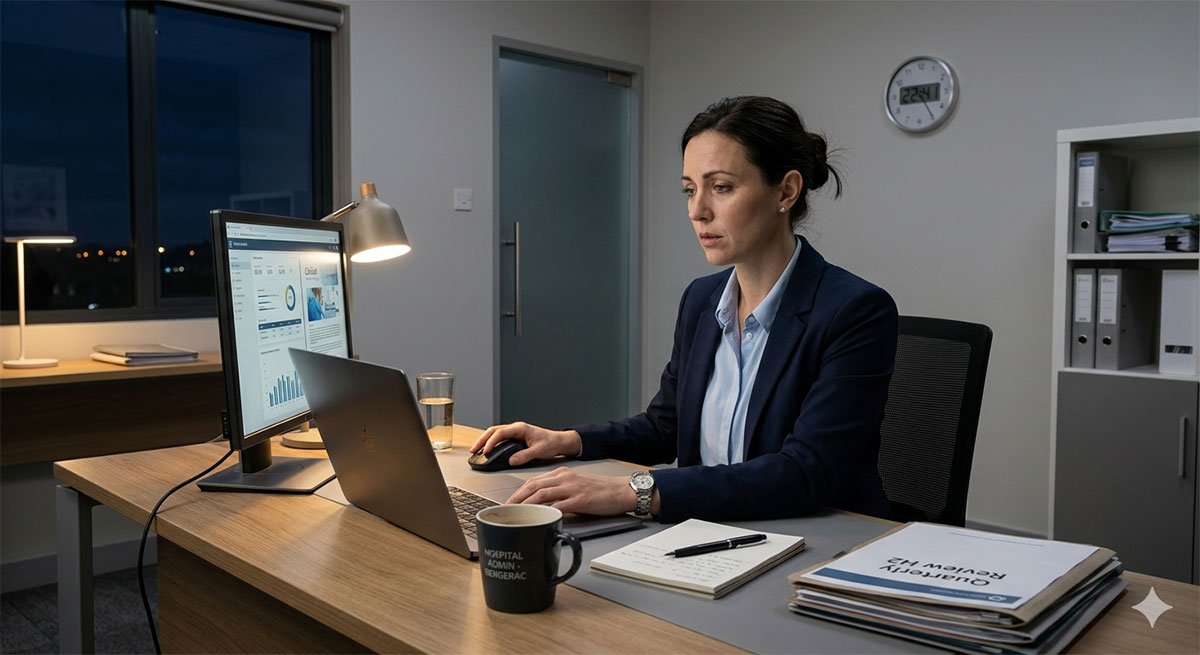 Professional woman showing signs of burnout and nervous system dysregulation